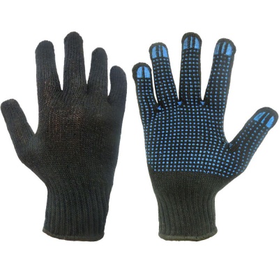 Перчатки х/б чёрные с ПВХ Точка