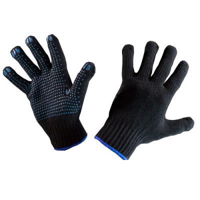 Перчатки х/б чёрные с ПВХ Точка